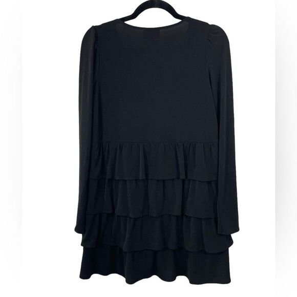 Show Me Your Mumu Top Tier Mini Dress Size SMALL Black Long sleeve Ruffle - Picture 4 of 8